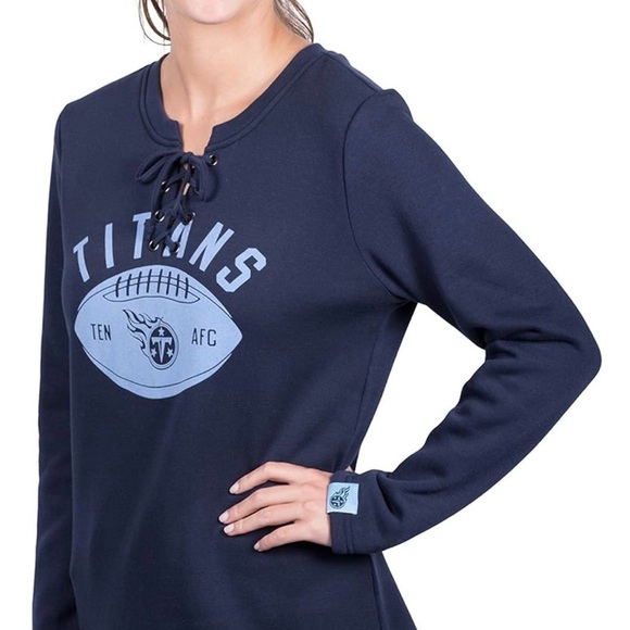 Ultra Game NFL Womens Long Sleeve Fleece Lace Up Sweatshirt - Picture 3 of 7